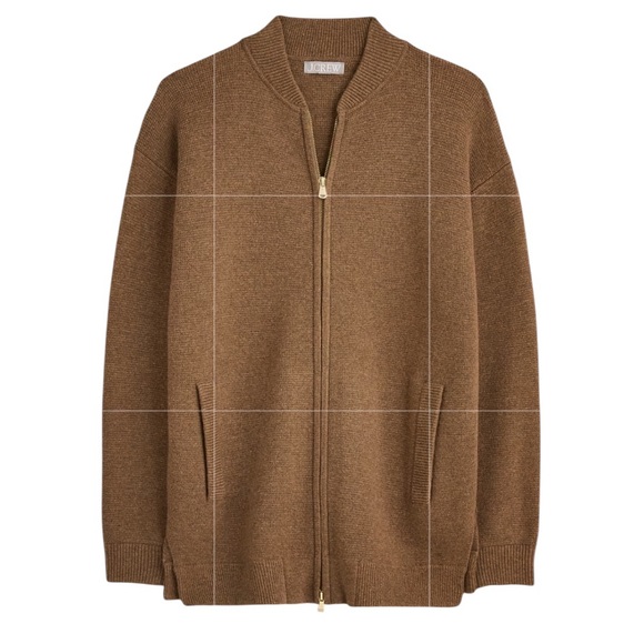 J. Crew Sweaters - NEW J. CREW Full-zip flight sweater-jacket Heather Rich Camel Size Medium